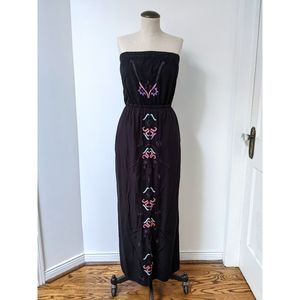 Elegant Black Embroidered Maxi Dress